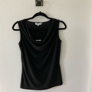 NWT Calvin Klein polyester knit shell, with front drape neck.